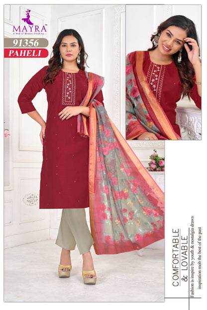 Paheli Mayra Roman Silk Readymade Pant Style Suits Wholesaler Gujarat