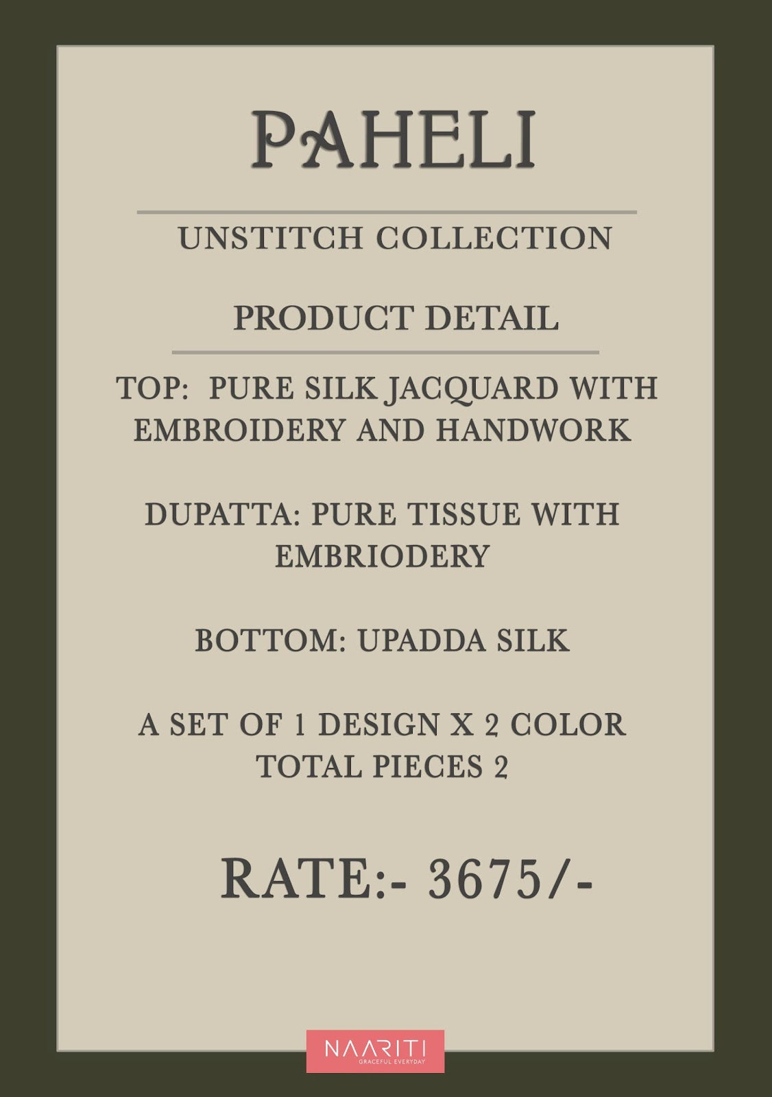 Paheli Naariti Pant Style Suits Supplier Ahmedabad