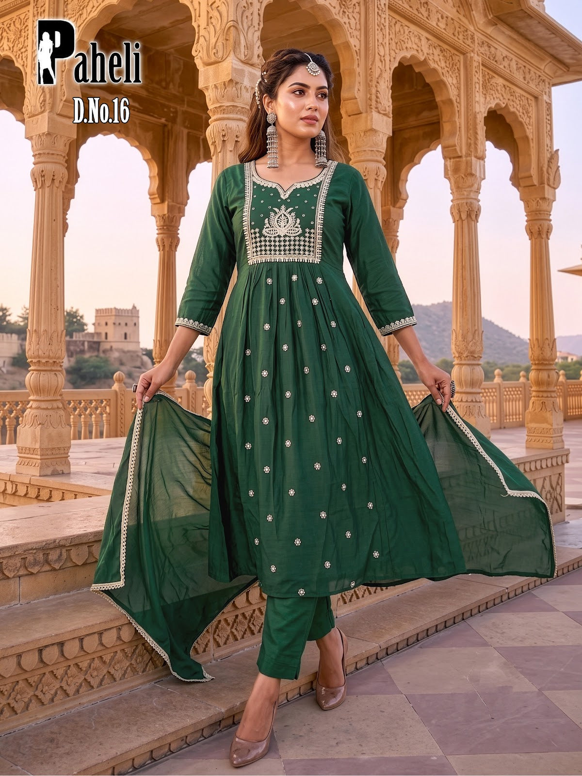 Paheli Prmnt Chanderi Readymade Anarkali Suits Supplier India