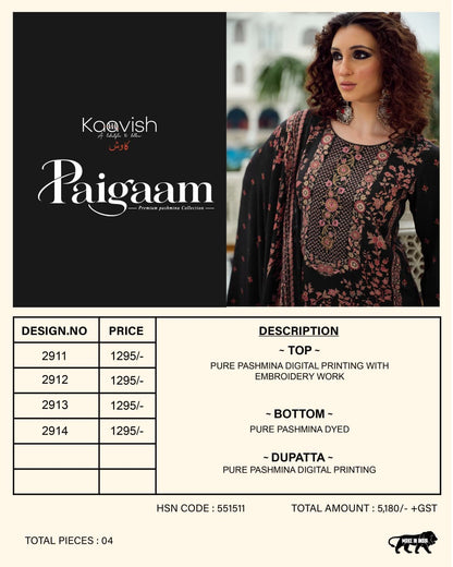 Paigaam Kaavish Pashmina Suits Manufacturer Ahmedabad