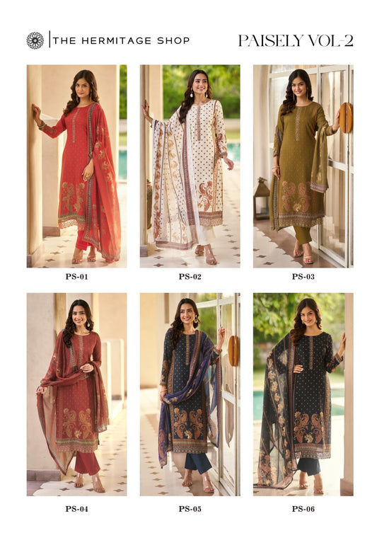 Paisely Vol 2 The Hermitage Shop Lawn Karachi Salwar Suits Wholesaler Gujarat