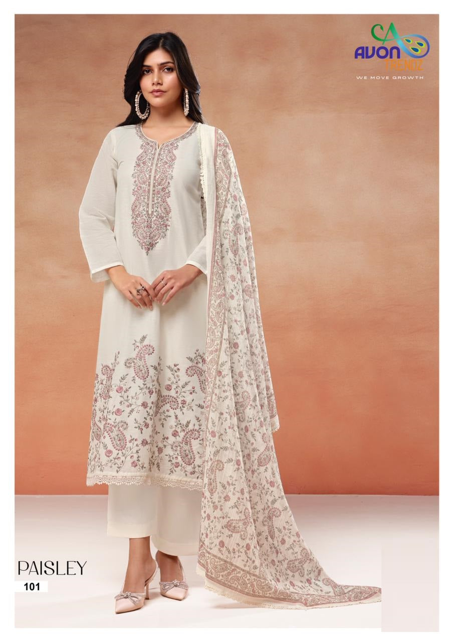 Paisley Avon Trendz Linen Pant Style Suits Manufacturer India