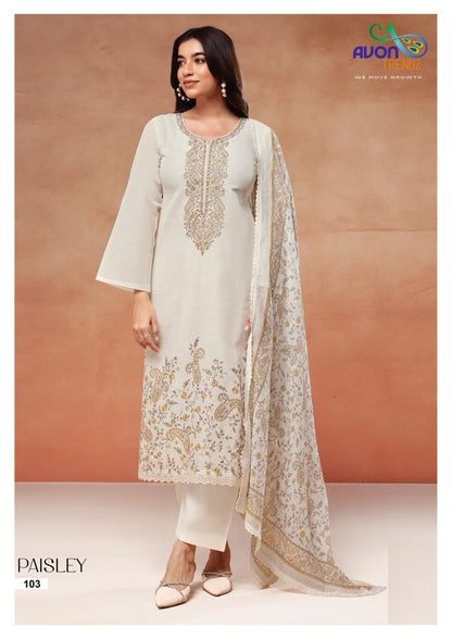 Paisley Avon Trendz Linen Pant Style Suits Manufacturer India