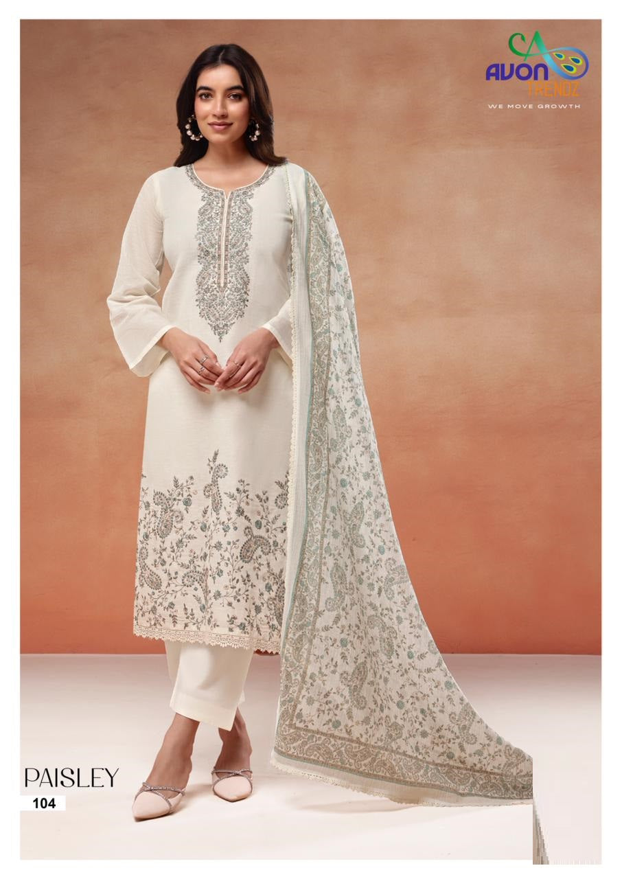 Paisley Avon Trendz Linen Pant Style Suits Manufacturer India