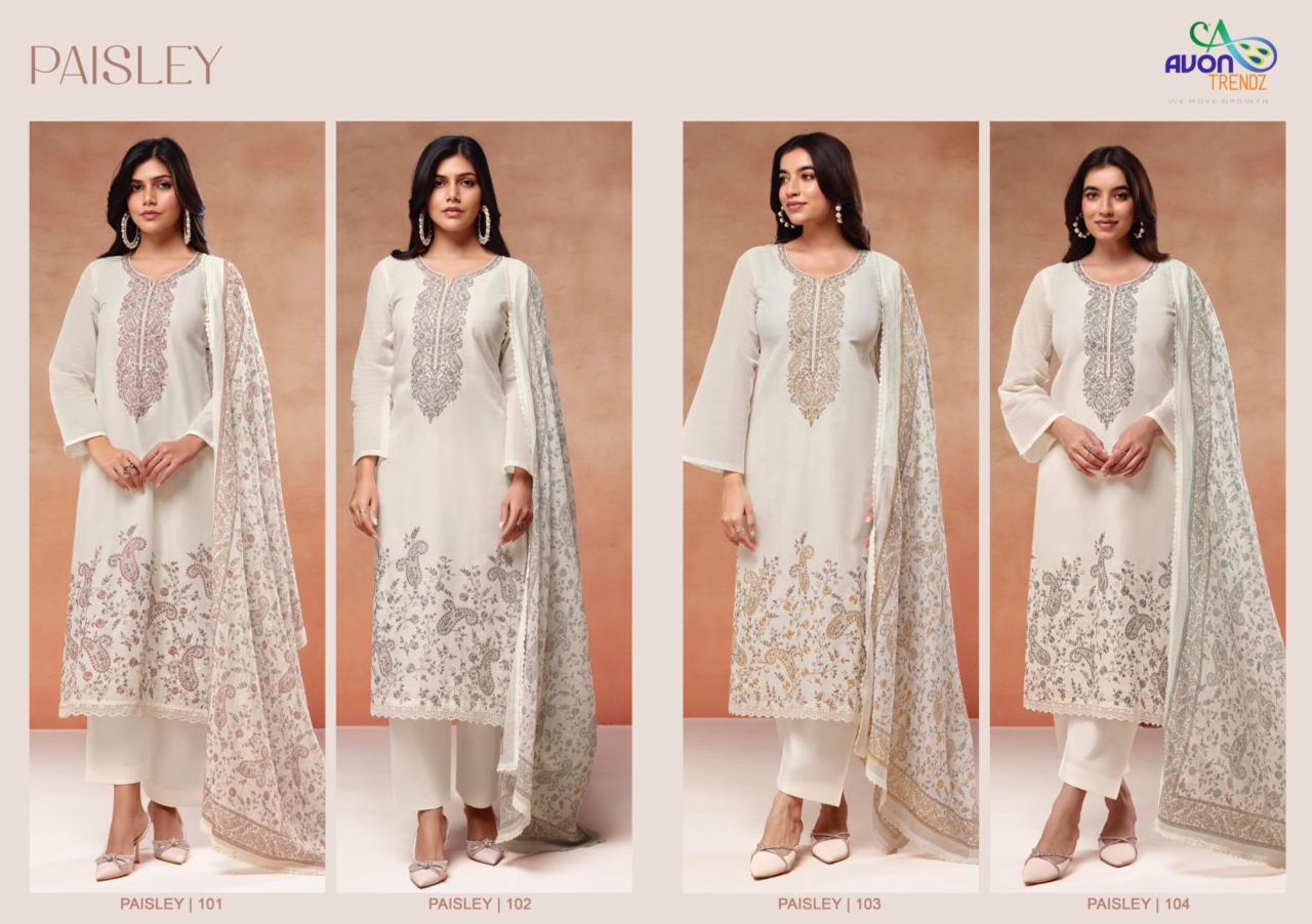 Paisley Avon Trendz Linen Pant Style Suits Manufacturer India