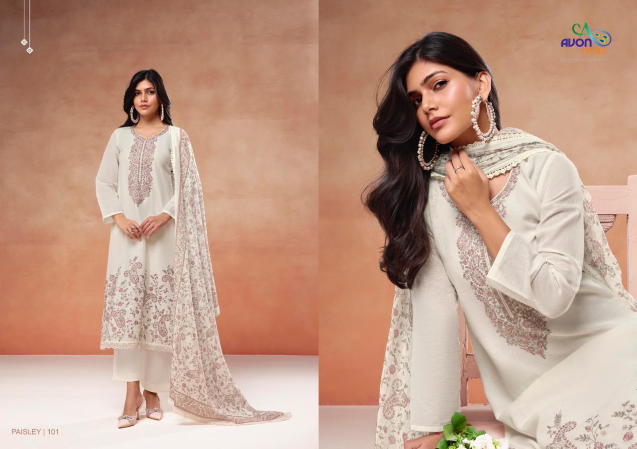 Paisley Avon Trendz Linen Pant Style Suits Manufacturer India