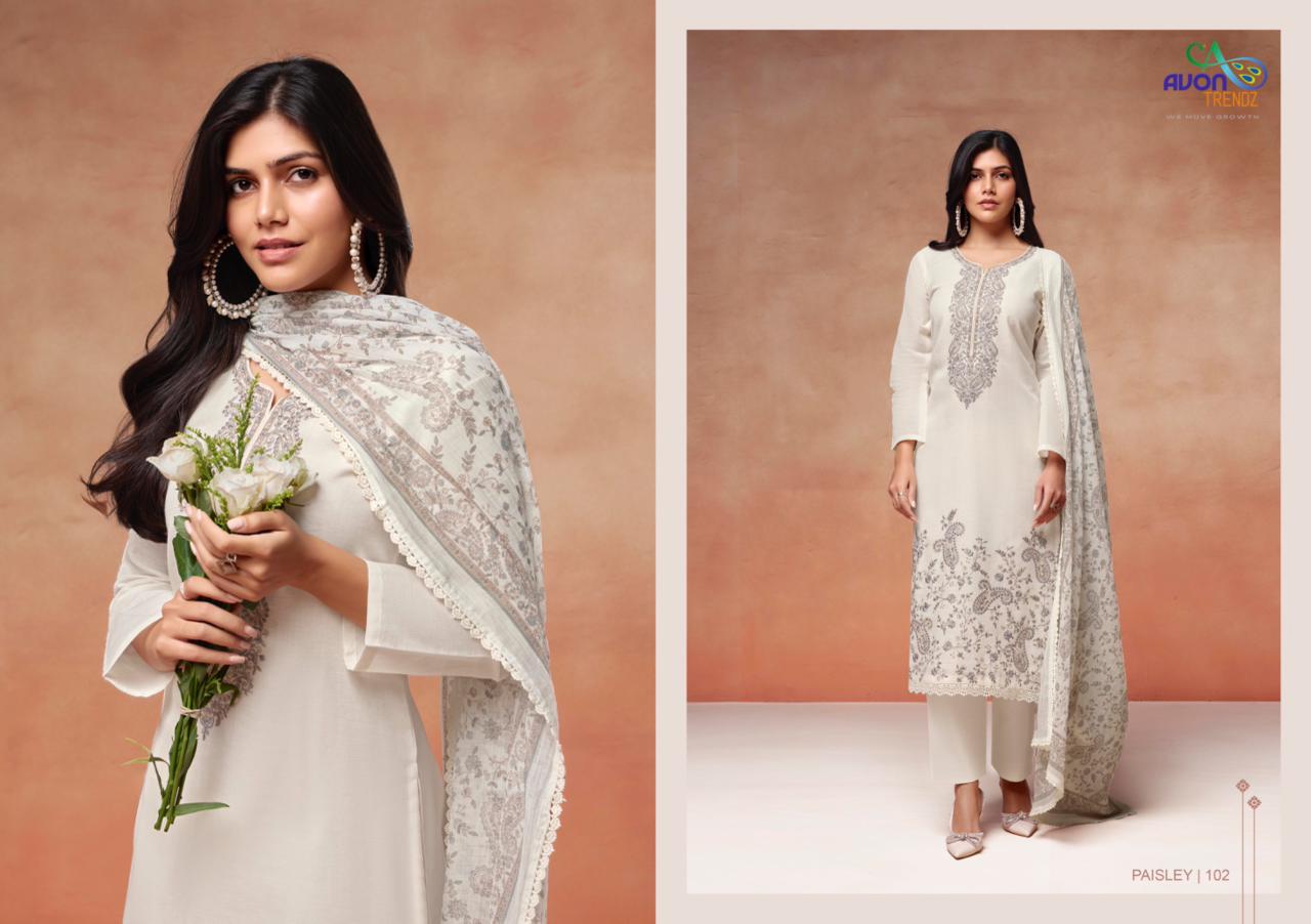 Paisley Avon Trendz Linen Pant Style Suits Manufacturer India