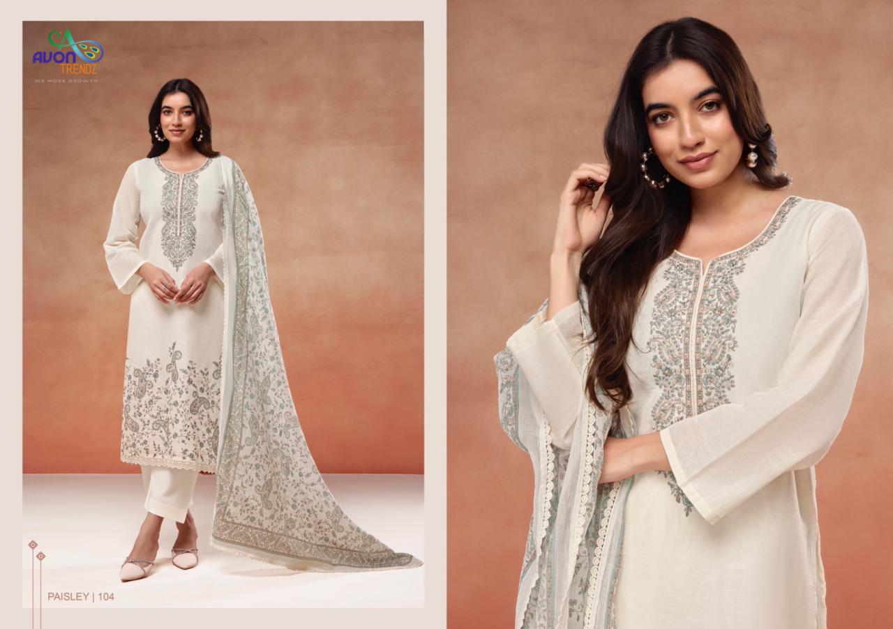 Paisley Avon Trendz Linen Pant Style Suits Manufacturer India