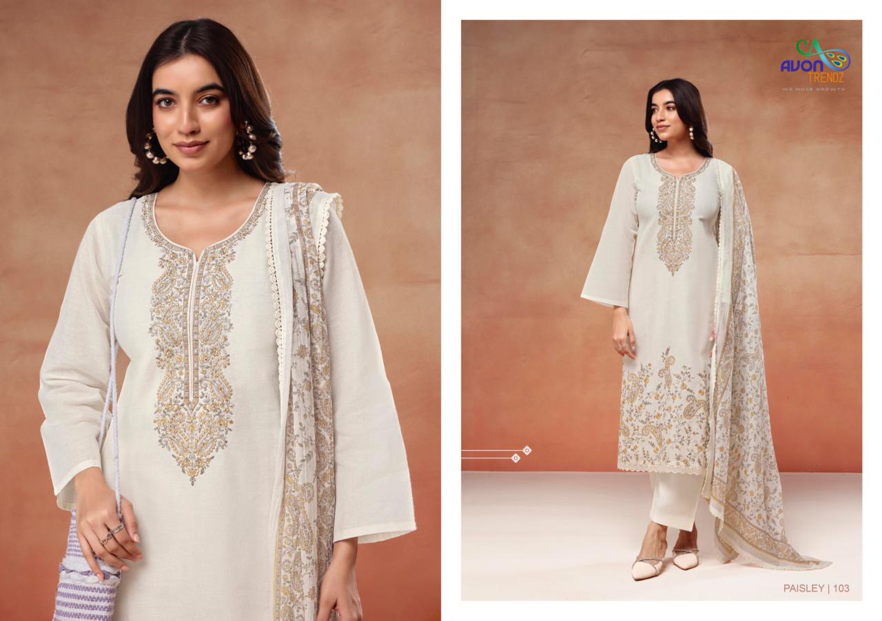Paisley Avon Trendz Linen Pant Style Suits Manufacturer India