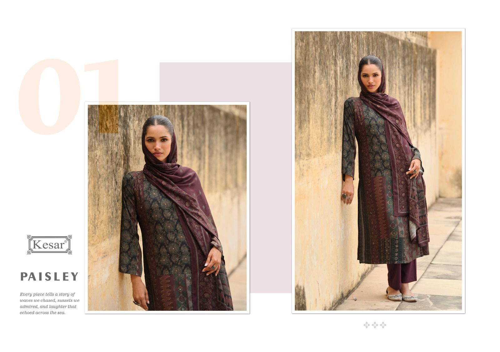 Paisley Kesar Pashmina Suits Exporter