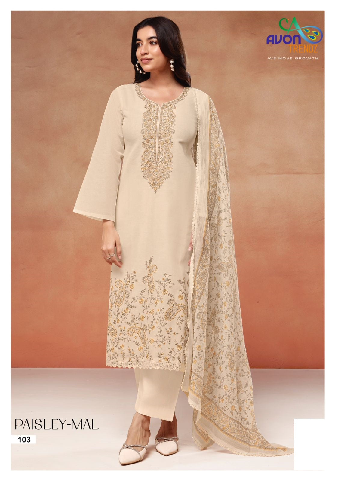 Paisley Mal Avon Trendz Pant Style Suits Supplier Gujarat