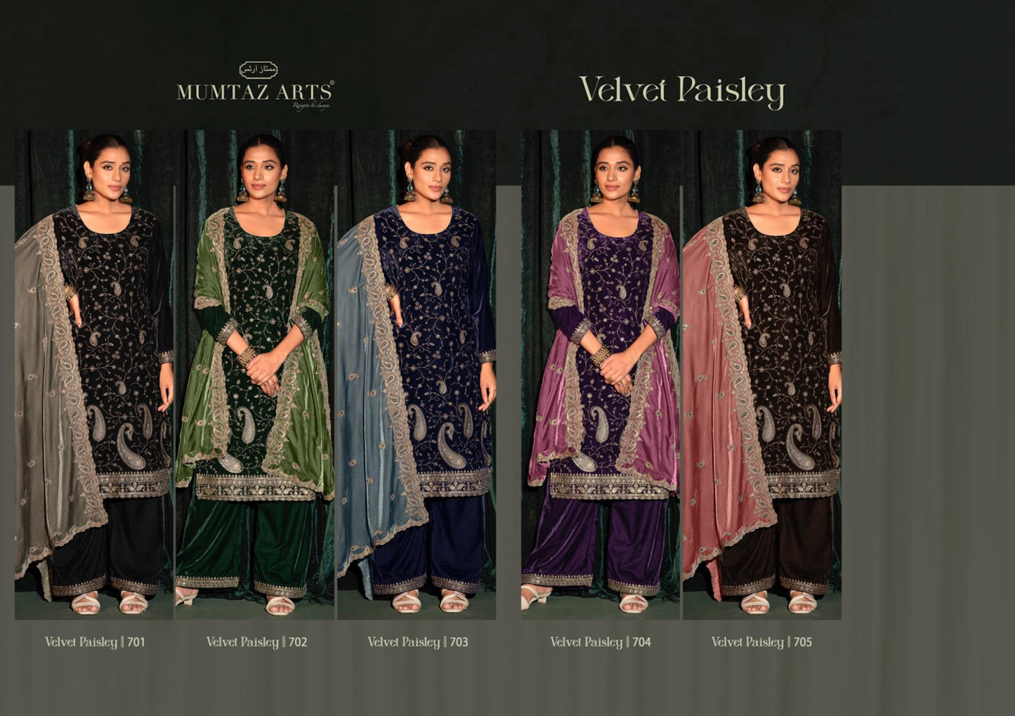Paisley Mumtaz Arts Velvet Suits Supplier Ahmedabad