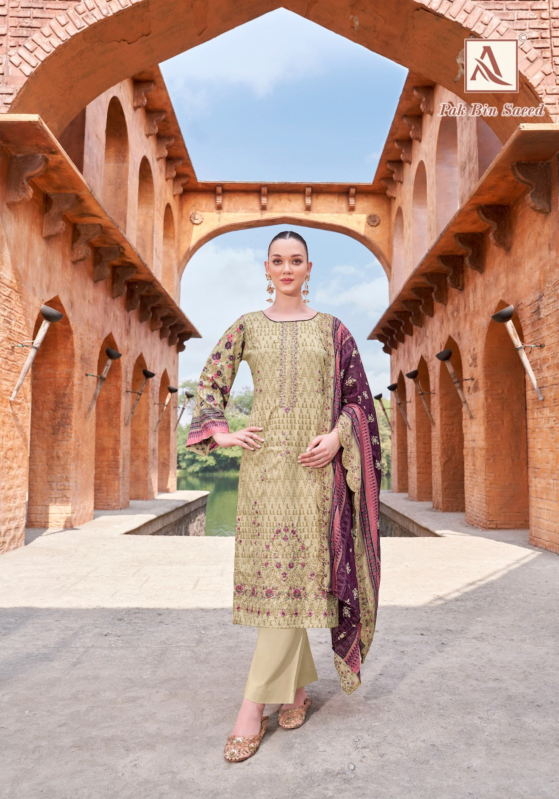 Pak Bin Saeed Alok Cambric Cotton Karachi Salwar Suits Exporter Ahmedabad