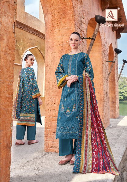 Pak Bin Saeed Alok Cambric Cotton Karachi Salwar Suits Exporter Ahmedabad