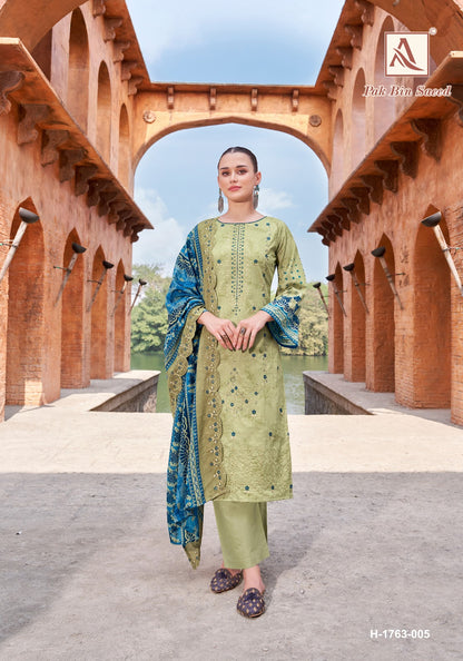 Pak Bin Saeed Alok Cambric Cotton Karachi Salwar Suits Exporter Ahmedabad