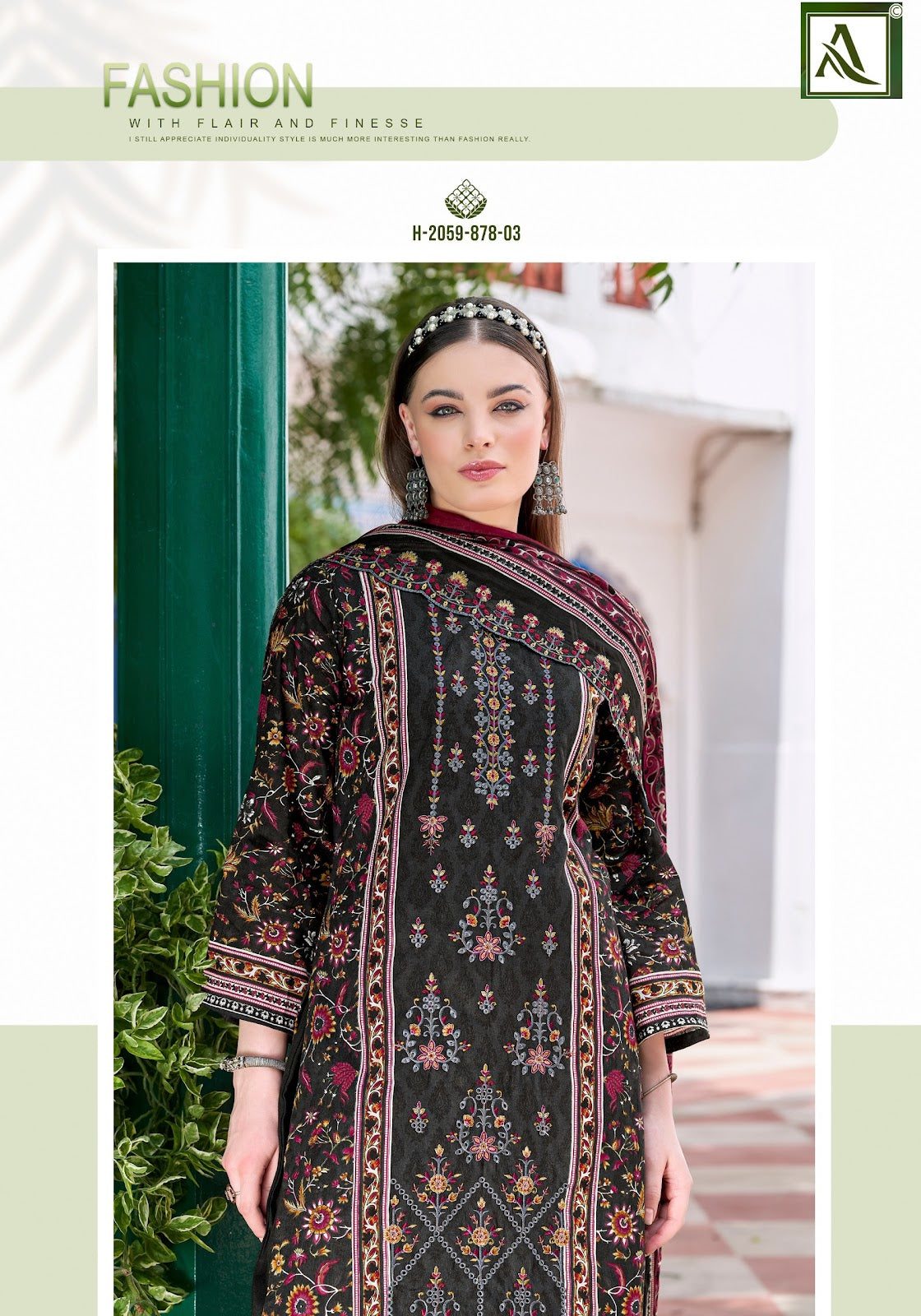 Pak Bin Saeed Edition 3 Alok Cambric Cotton Karachi Salwar Suits Exporter Ahmedabad