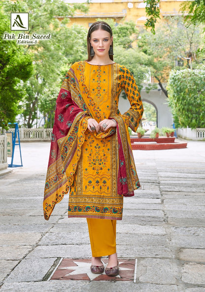 Pak Bin Saeed Edition 3 Alok Cambric Cotton Karachi Salwar Suits Exporter Ahmedabad