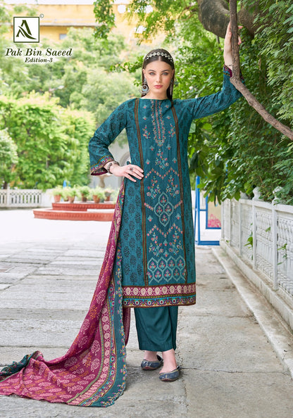 Pak Bin Saeed Edition 3 Alok Cambric Cotton Karachi Salwar Suits Exporter Ahmedabad
