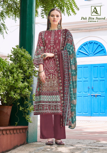Pak Bin Saeed Edition 3 Alok Cambric Cotton Karachi Salwar Suits Exporter Ahmedabad