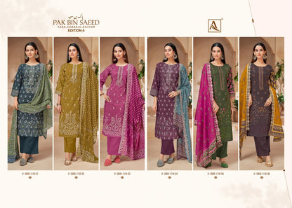 Pak Bin Saeed Edition 5 Alok Cambric Cotton Karachi Salwar Suits Wholesale Price
