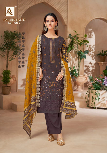 Pak Bin Saeed Edition 5 Alok Cambric Cotton Karachi Salwar Suits Wholesale Price