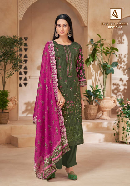 Pak Bin Saeed Edition 5 Alok Cambric Cotton Karachi Salwar Suits Wholesale Price