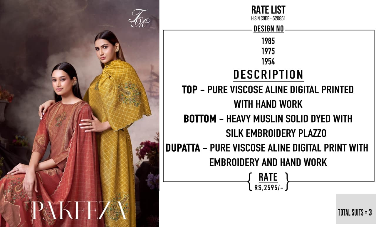 Pakeeza Tm Viscose Plazzo Style Suits Wholesaler