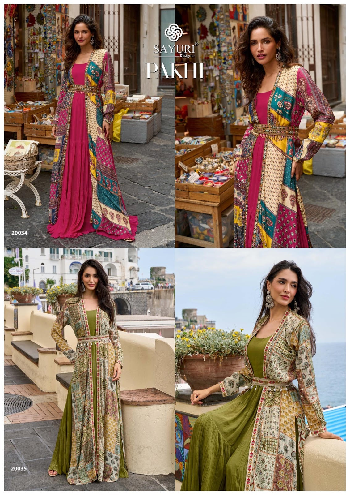 Pakhi With Jacket Sayuri Crape Silk One Piece Gown Exporter Ahmedabad