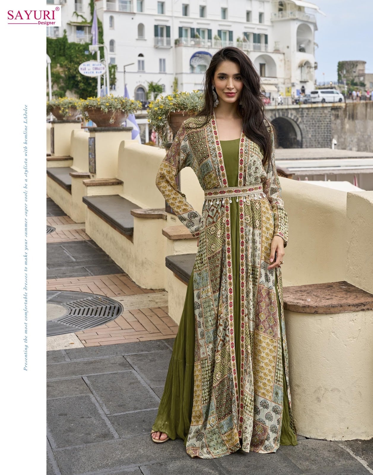 Pakhi With Jacket Sayuri Crape Silk One Piece Gown Exporter Ahmedabad