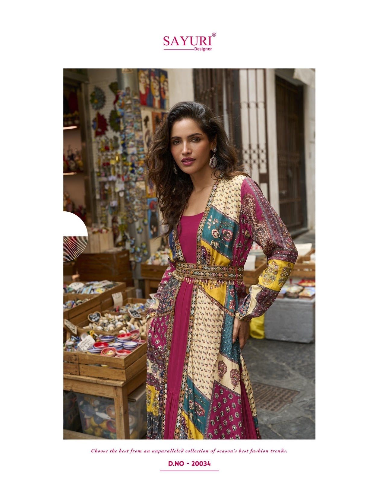Pakhi With Jacket Sayuri Crape Silk One Piece Gown Exporter Ahmedabad