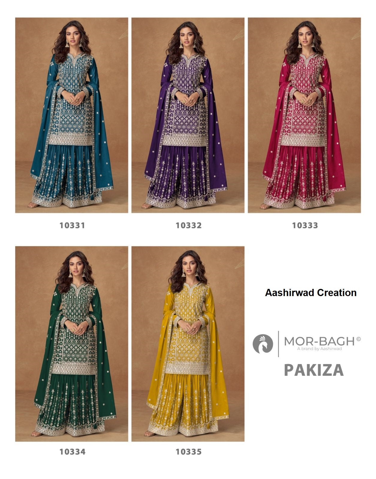 Pakiza Mor Bagh Aashirwad Creation Chinnon Silk Readymade Plazzo Style Suits Manufacturer