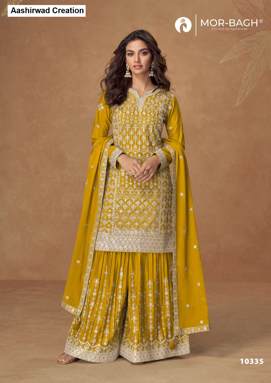 Pakiza Mor Bagh Aashirwad Creation Chinnon Silk Readymade Plazzo Style Suits Manufacturer