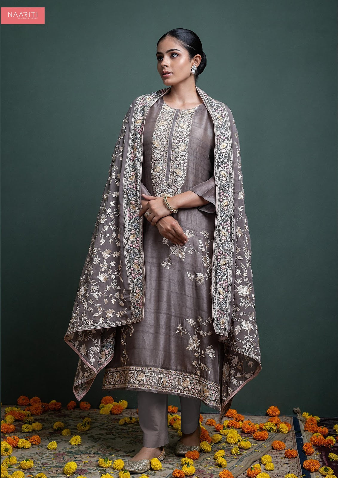Pakiza Naariti Tussar Pant Style Suits Manufacturer India