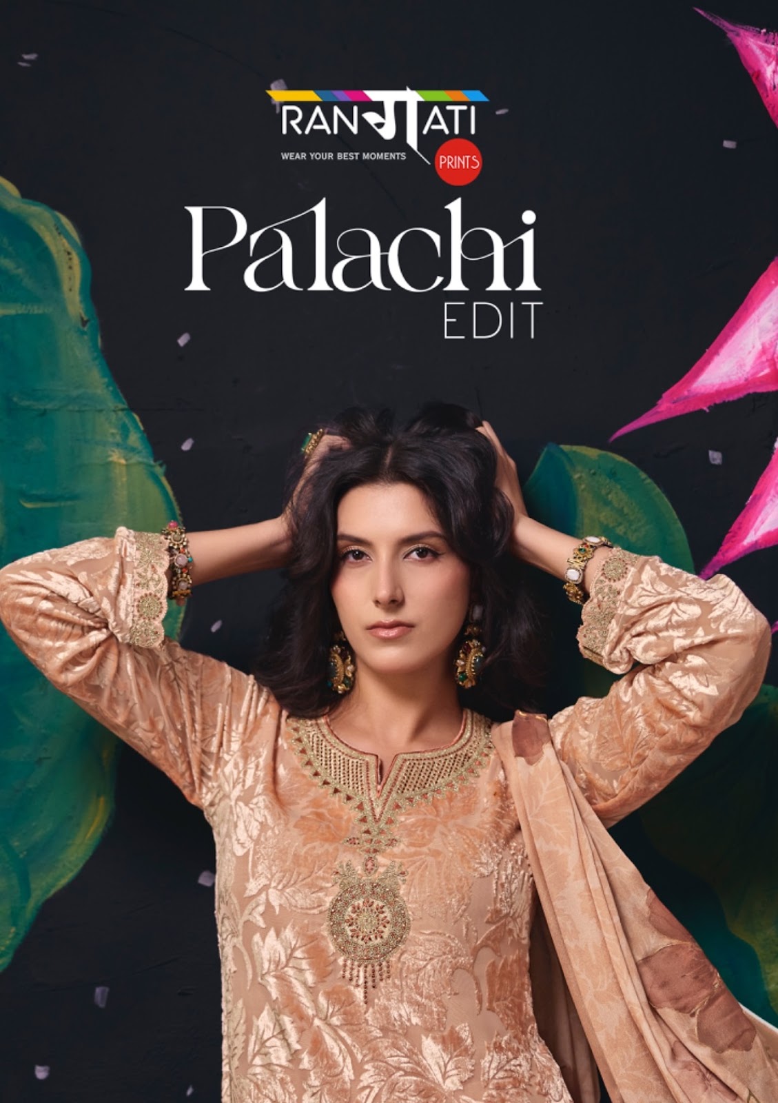 Palachi Edit Rangati Prints Velvet Suits Supplier Gujarat