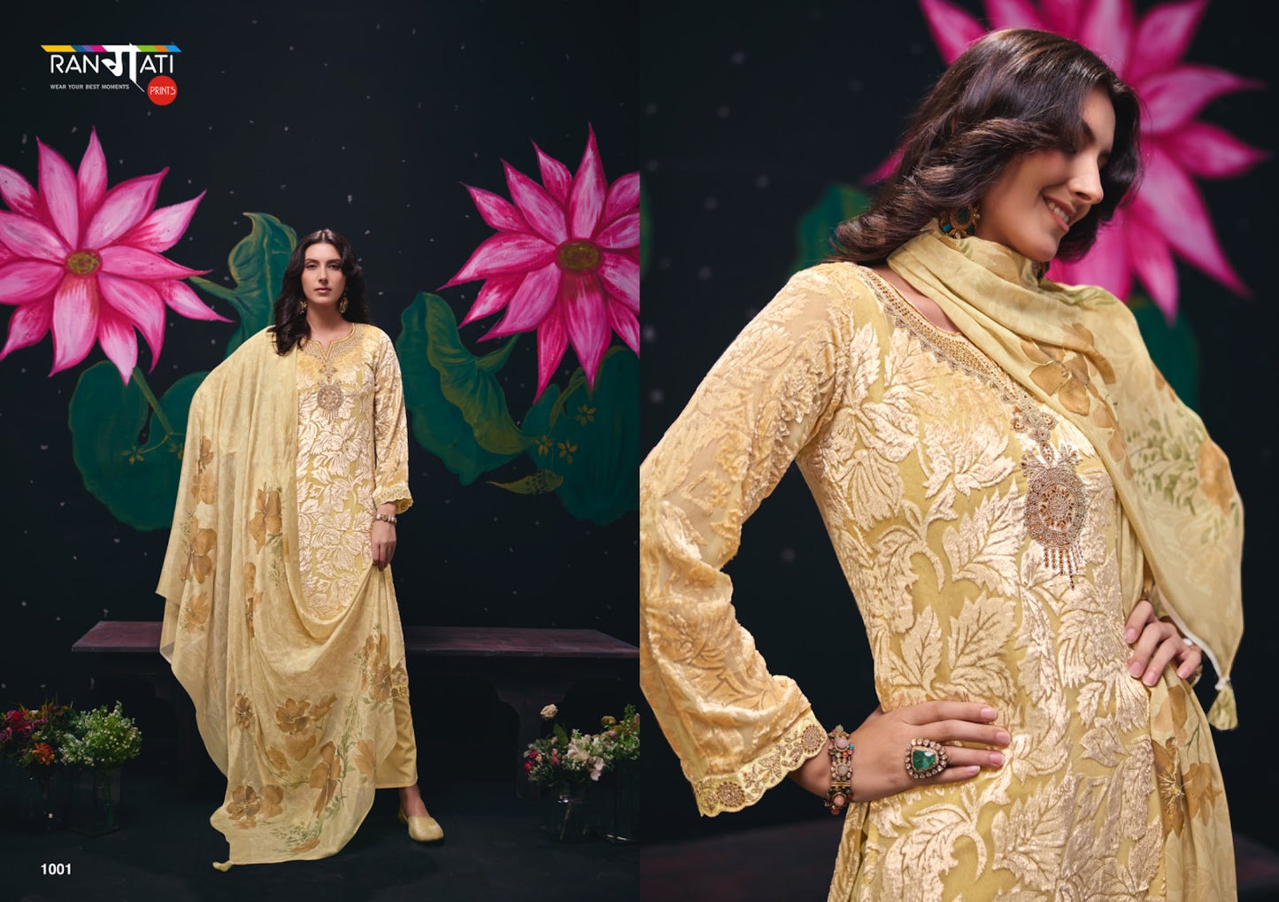 Palachi Edit Rangati Prints Velvet Suits Supplier Gujarat