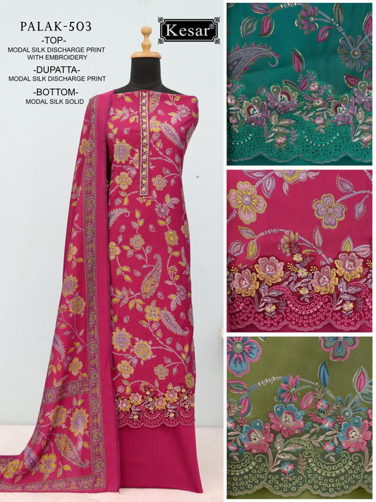 Palak 030226 Kesar Modal Silk Salwar Suits Wholesale Price