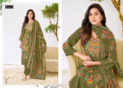 Palak 0809 Kesar Muslin Karachi Salwar Suits Wholesaler Ahmedabad