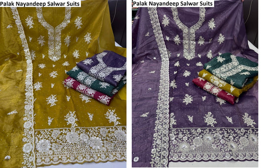 Palak Printed Nayandeep Gold Crush Salwar Suits Manufacturer India