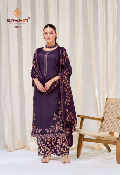 Palak Vol 1 Suryajyoti Jaam Satin Plazzo Style Suits Supplier