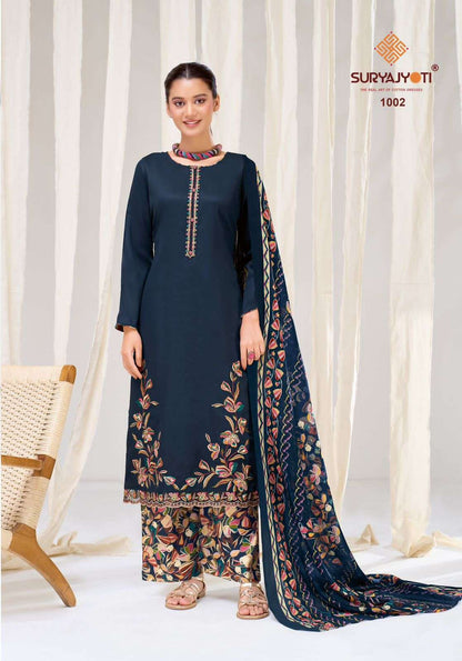 Palak Vol 1 Suryajyoti Jaam Satin Plazzo Style Suits Supplier