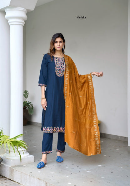 Palak Vol 2 Vaniska Vetican Silk Readymade Pant Style Suits Exporter