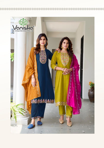 Palak Vol 2 Vaniska Vetican Silk Readymade Pant Style Suits Exporter