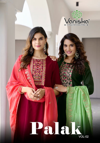 Palak Vol 2 Vaniska Vetican Silk Readymade Pant Style Suits Exporter