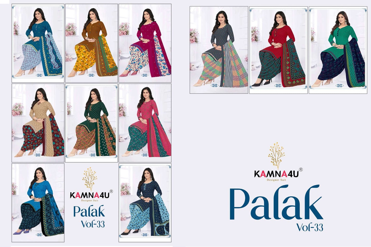 Palak Vol 33 With Inner Kamna4U Readymade Cotton Patiyala Suits Wholesale Price