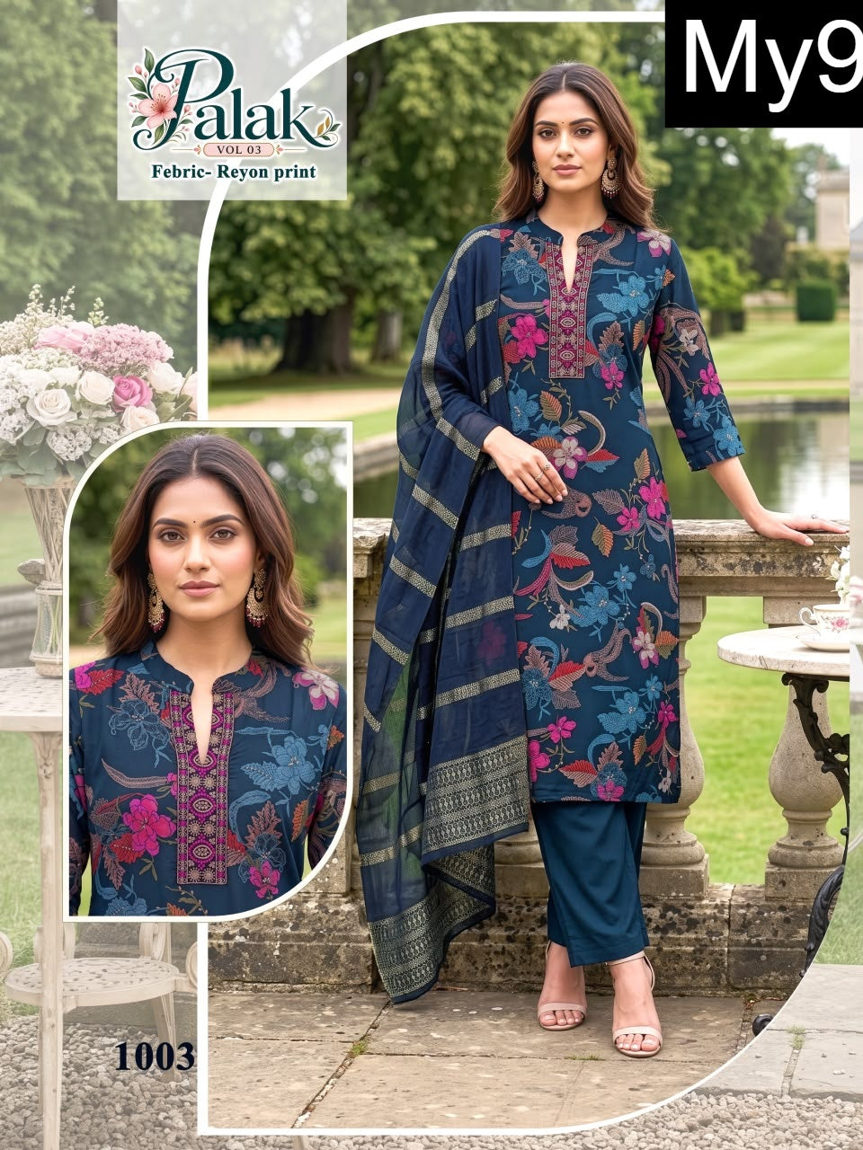 Palak Vol 3 My9 Liva Reyon Readymade Pant Style Suits Wholesaler