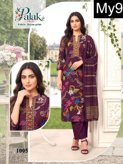 Palak Vol 3 My9 Liva Reyon Readymade Pant Style Suits Wholesaler