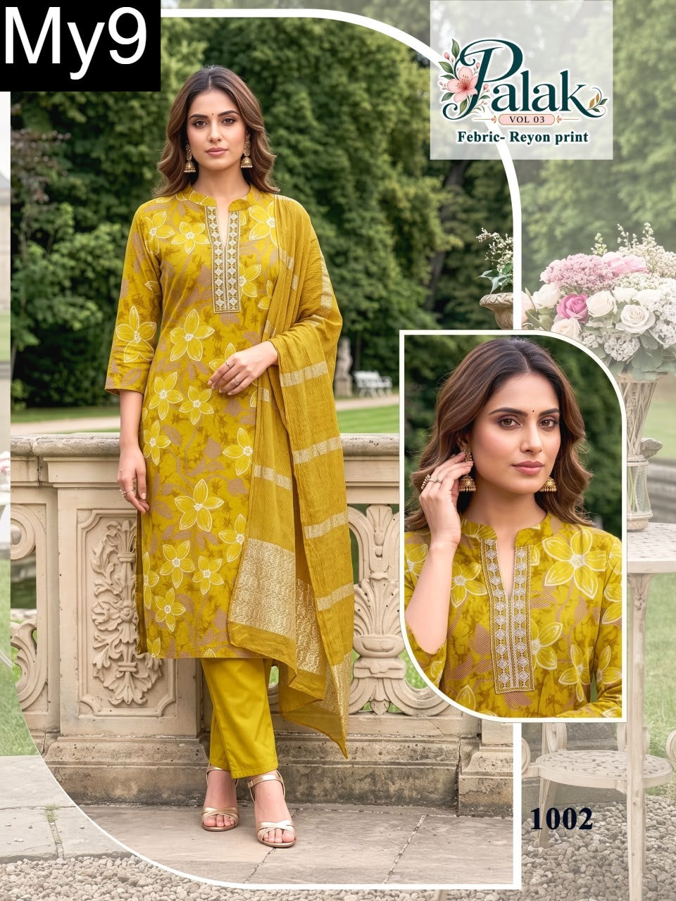 Palak Vol 3 My9 Liva Reyon Readymade Pant Style Suits Wholesaler