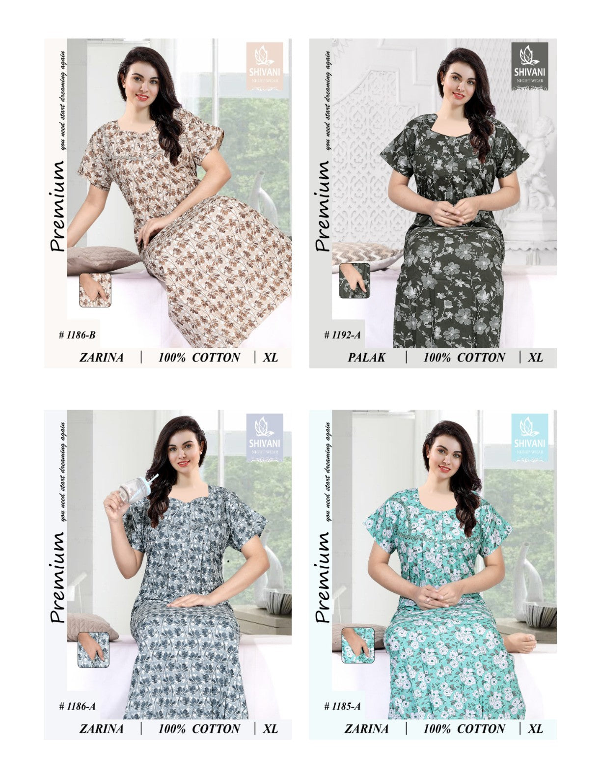 Palak Zarina Shivani Cotton Night Gowns Exporter India