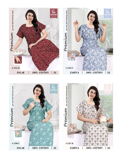 Palak Zarina Shivani Cotton Night Gowns Exporter India