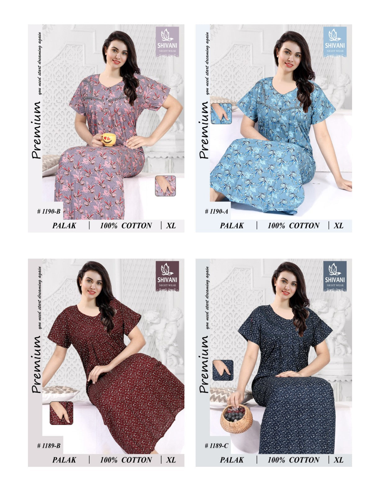 Palak Zarina Shivani Cotton Night Gowns Exporter India